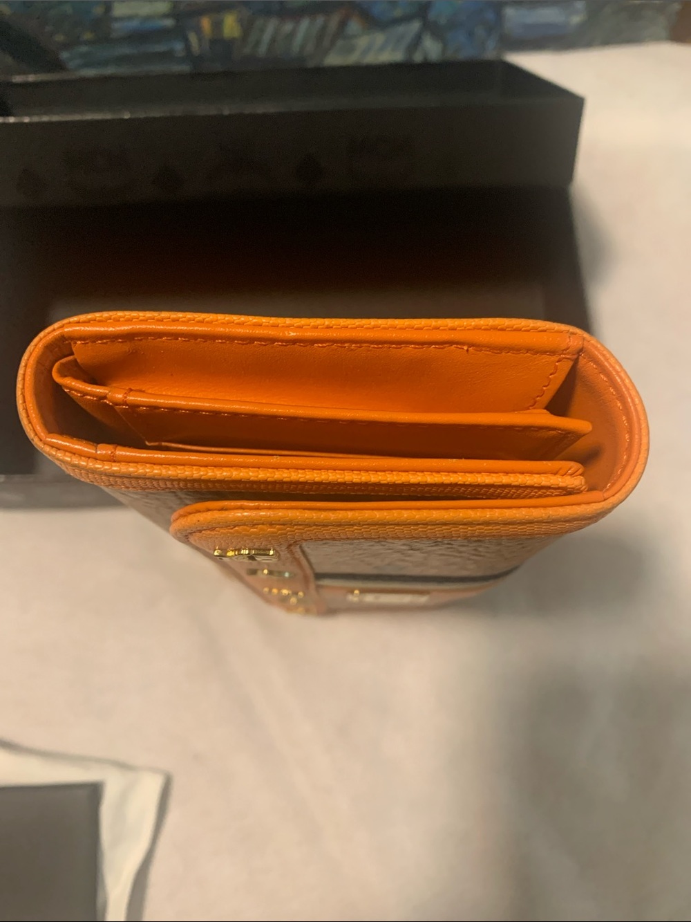 MCM Cognac and Orange Visetos Continental Wallet EUC - Picture 8 of 11